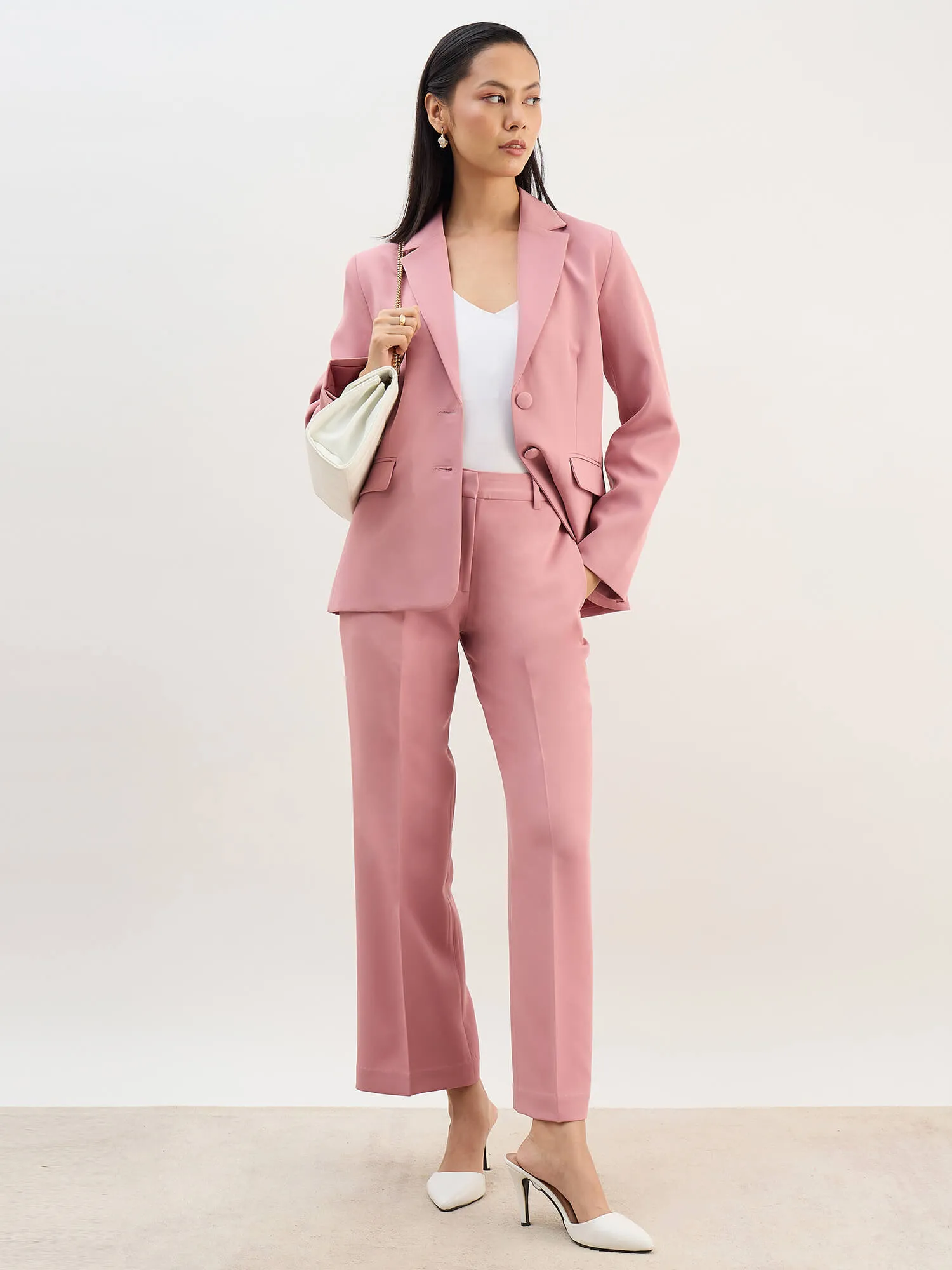 Tirana Mid Rise Straight Trousers-Dusty Pink sold by Salt Attire product image thumbnail 5