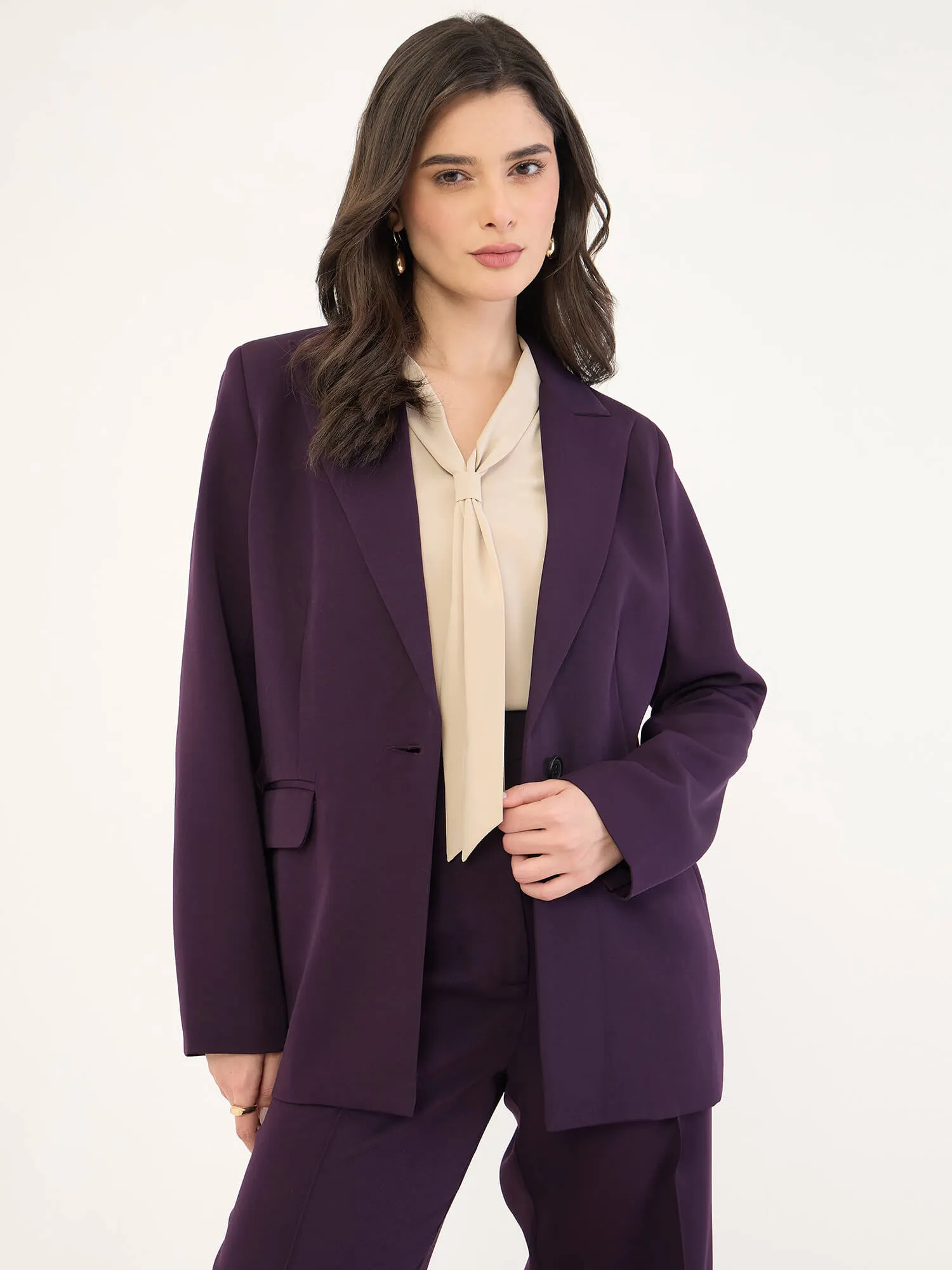 Iris Single Breasted Blazer-Purple sold by Salt Attire