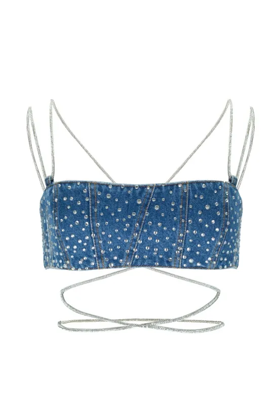 Denim Top with Sparkle Lace sold by Santa Brand