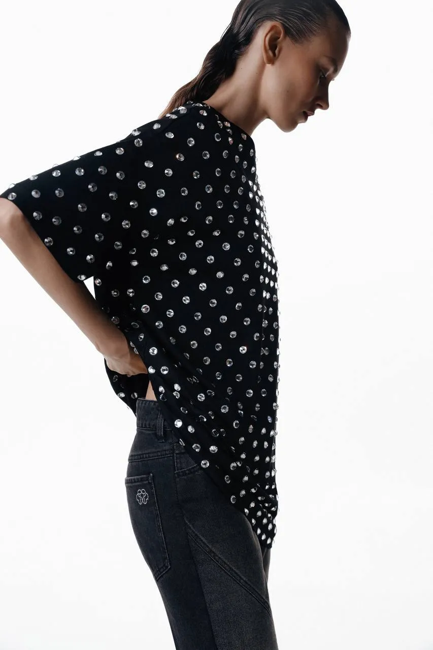 Oversized T-shirt with Crystals sold by Santa Brand product image thumbnail 3