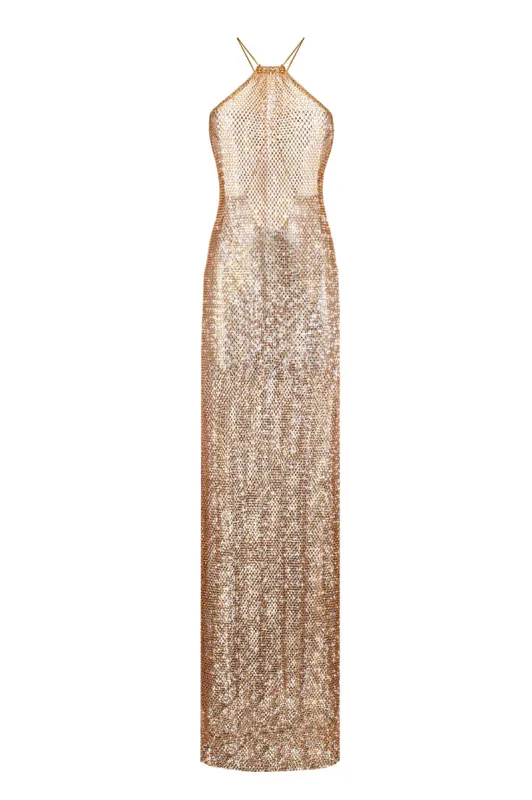 Maxi Dress with Open Back Beige sold by Santa Brand