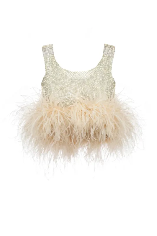 Crop Top With Feathers sold by Santa Brand