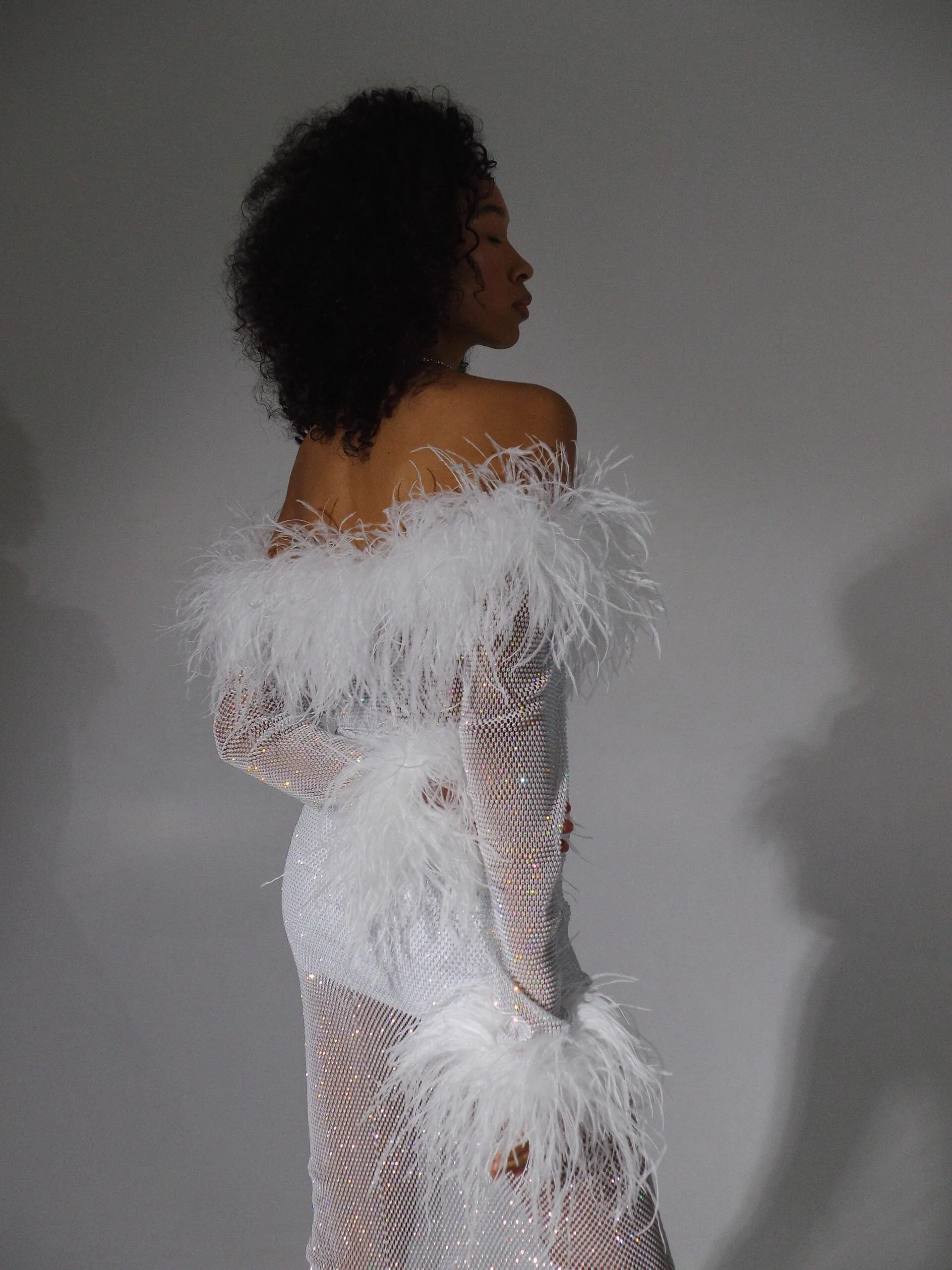 Sparkle Feathers Top w Open Shoulders sold by Santa Brand product image thumbnail 3