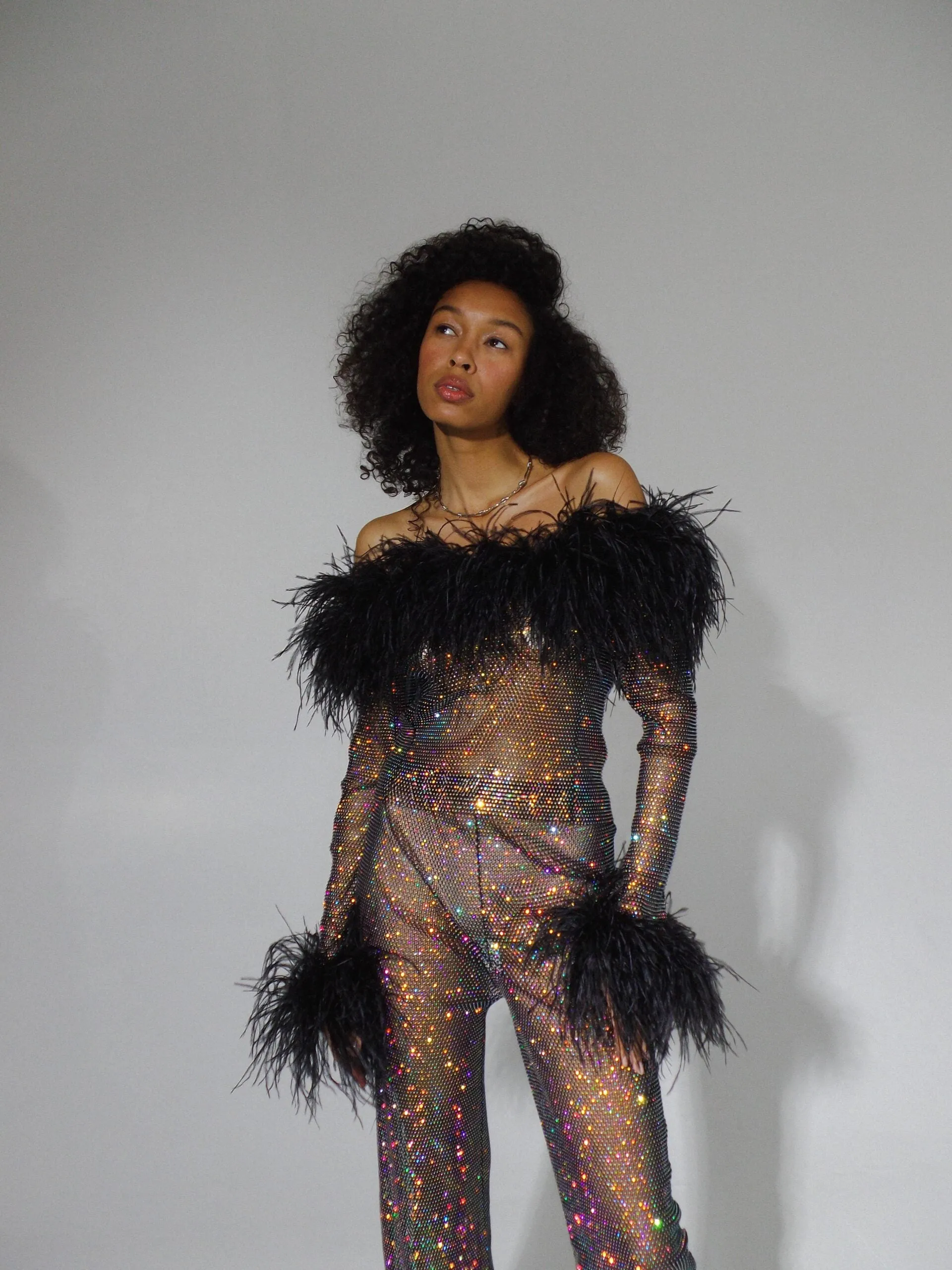 Sparkle Feathers Top w Open Shoulders sold by Santa Brand product image thumbnail 2