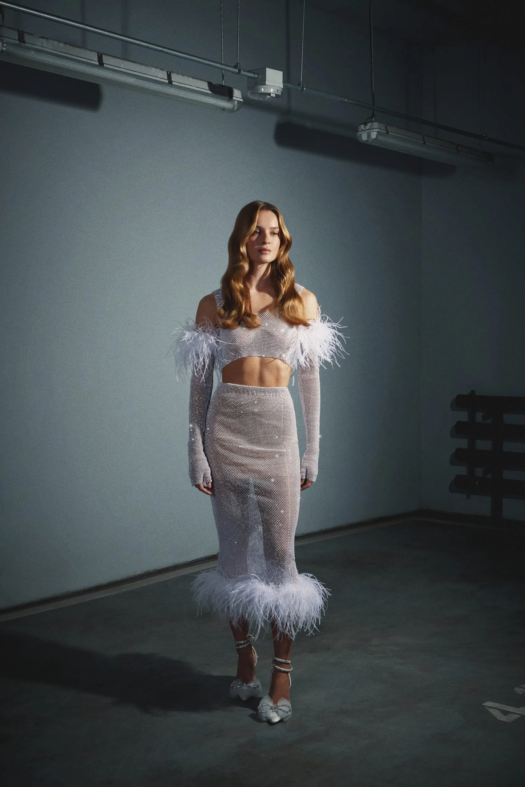 White Midi Feathers Skirt sold by Santa Brand product image thumbnail 2