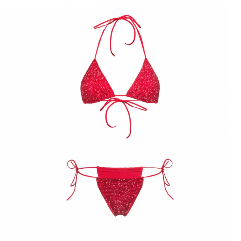 Red Triangle Dahlia Bikini sold by Santa Brand