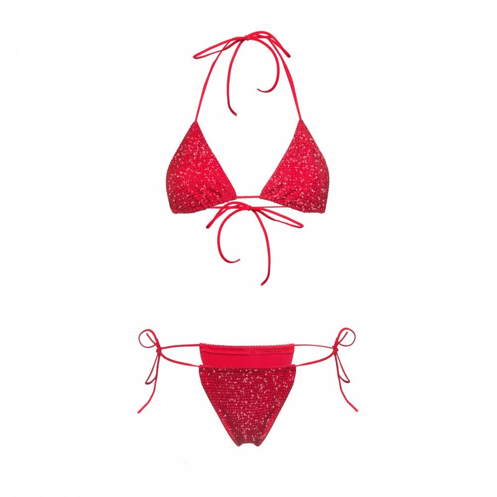 Red Triangle Dahlia Bikini sold by Santa Brand