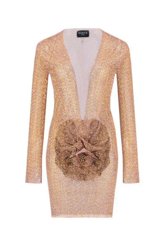 Sparkle Mini Dress with Flower made by Santa Brand
