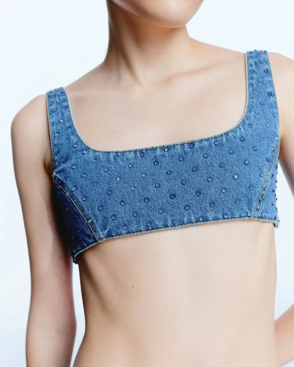 Clear Rhinestone Denim Top sold by Santa Brand product image thumbnail 4