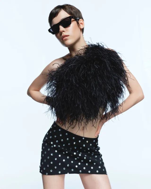 Black Feather Top sold by Santa Brand