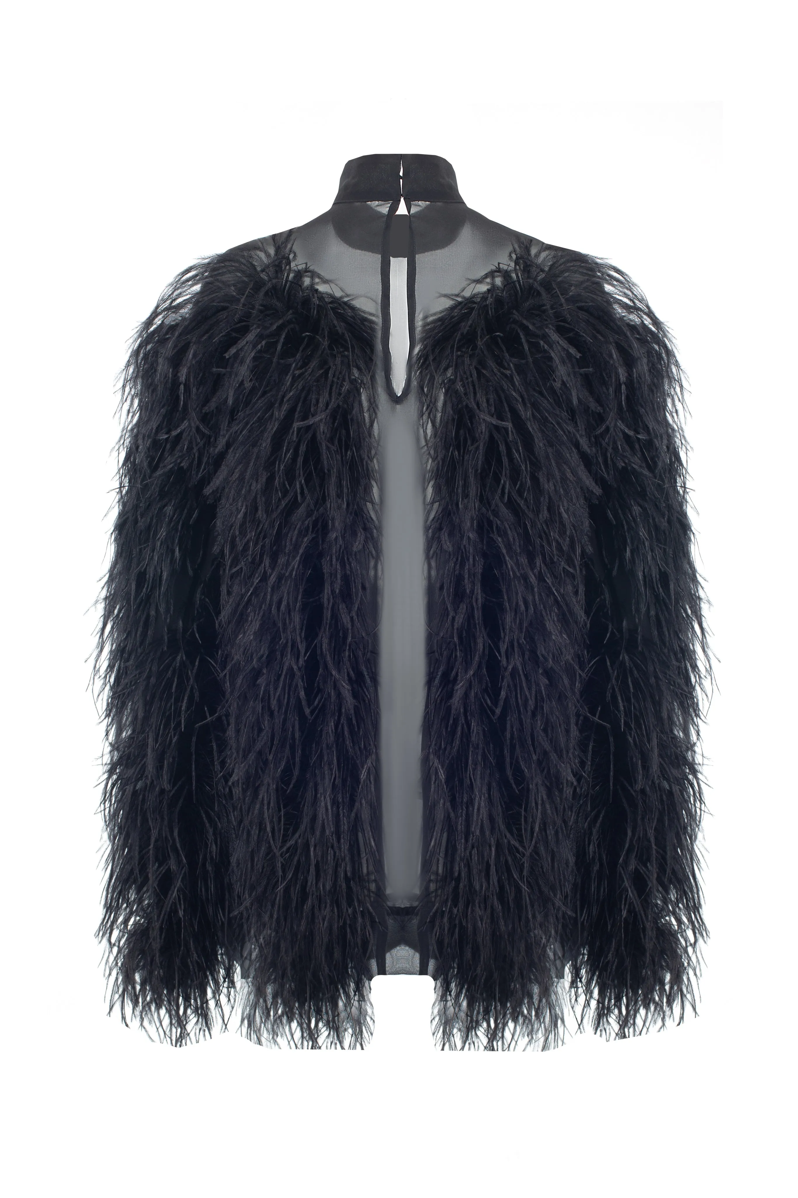 Black Silk Mini Dress with Feathers sold by Santa Brand product image thumbnail 2