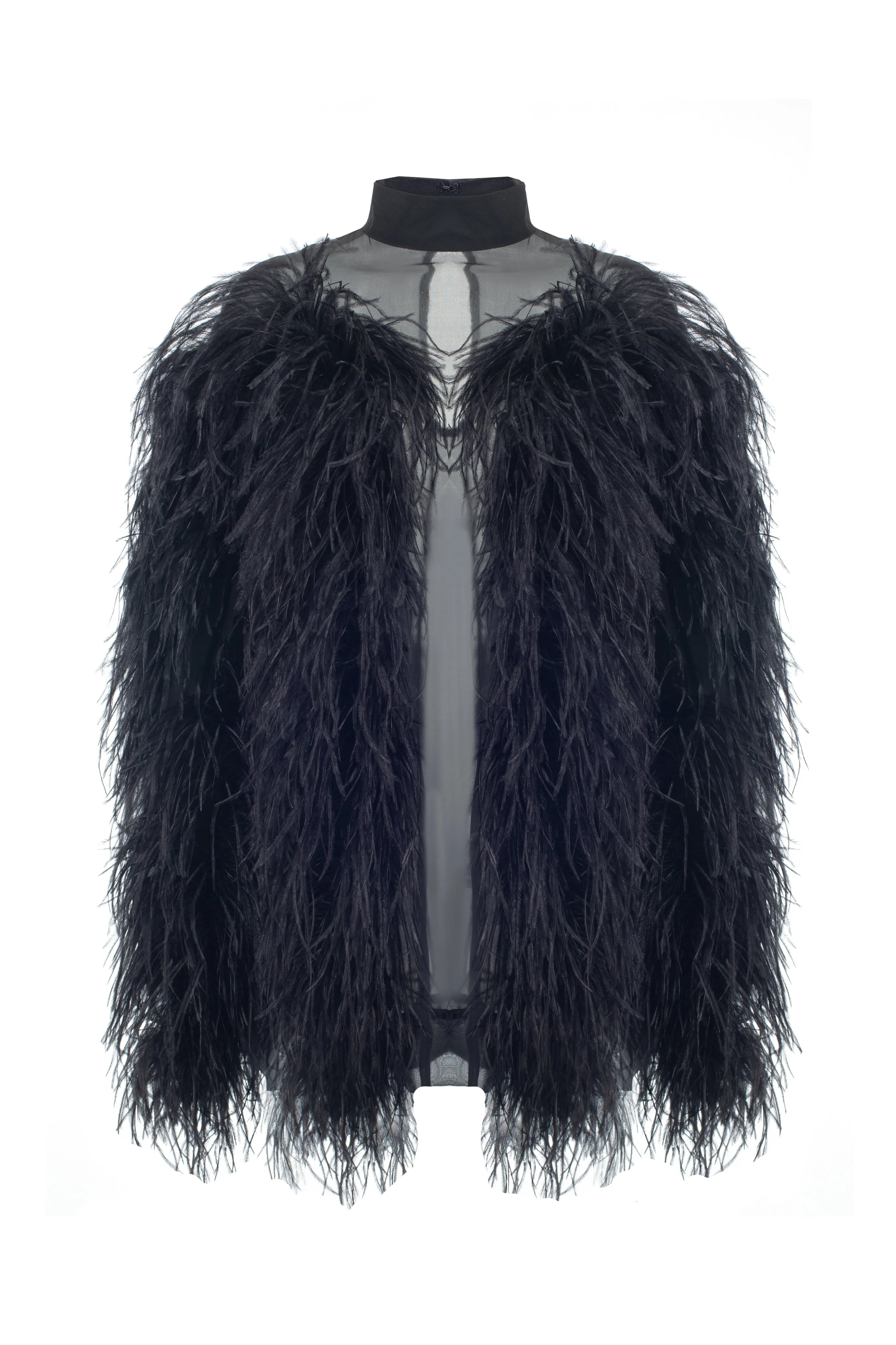 Black Silk Mini Dress with Feathers sold by Santa Brand