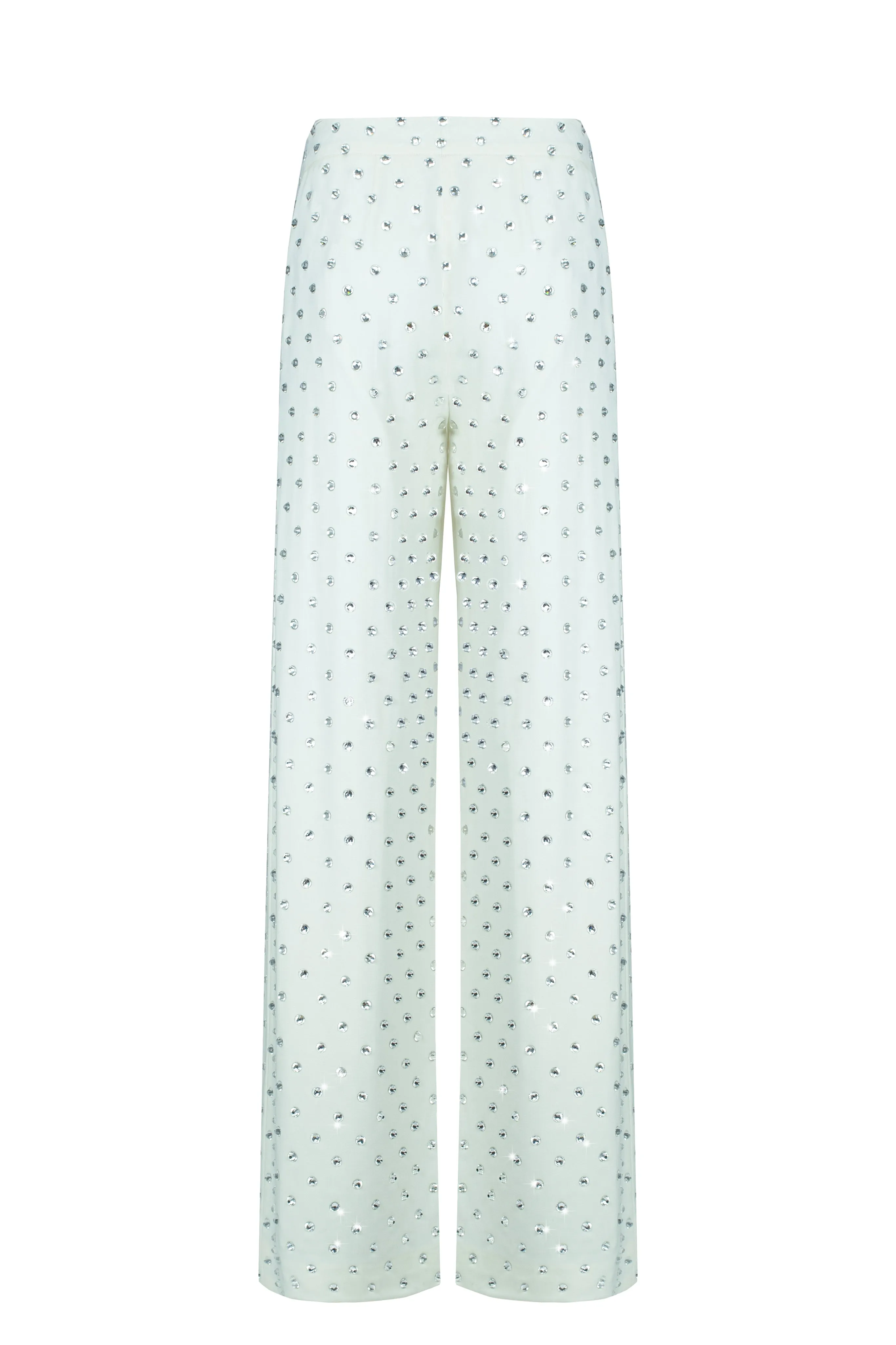 Crystal Rhinestone Embellished Wide leg Trousers in Ivory sold by Santa Brand product image thumbnail 2