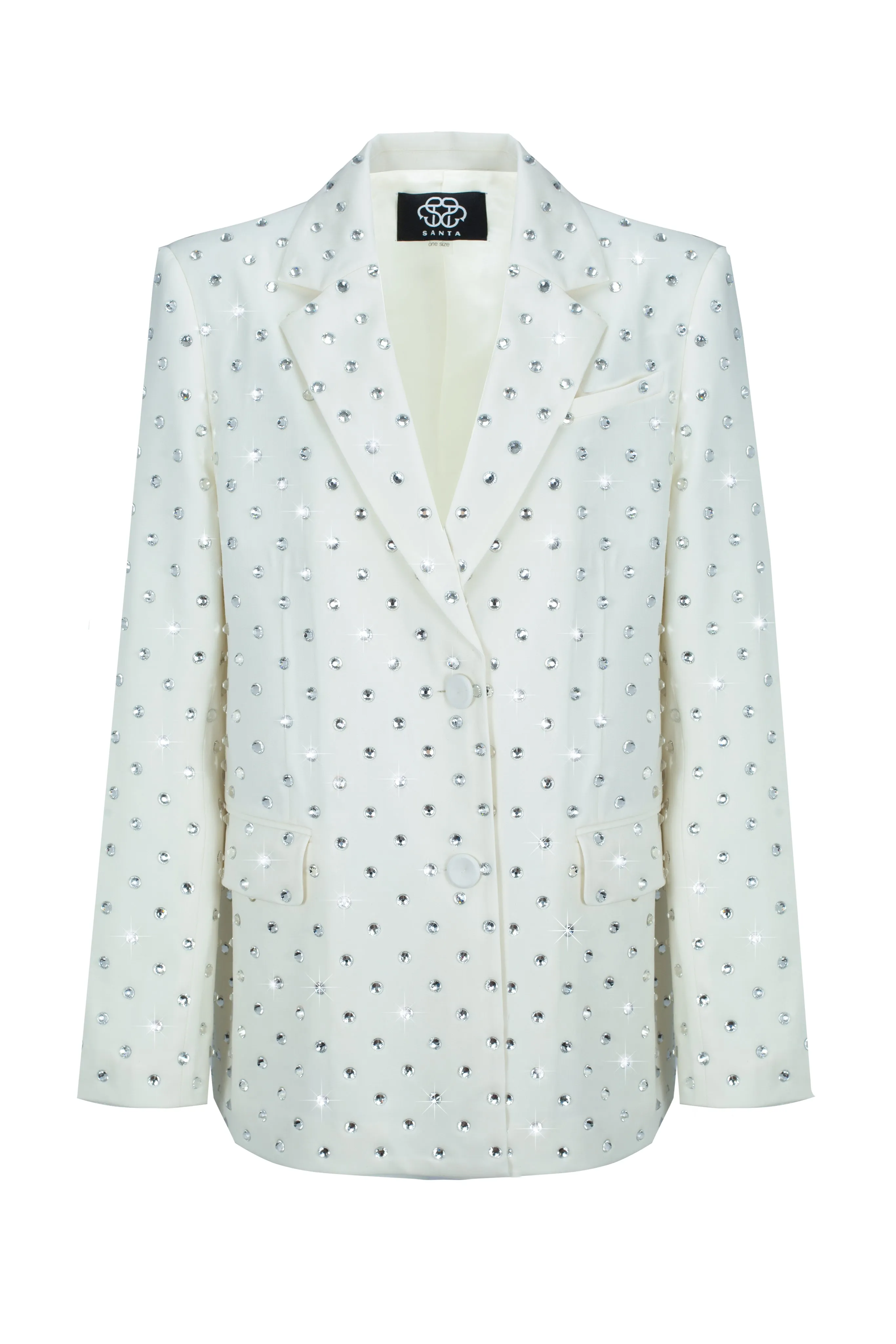 Crystal Rhinestone Embellished Blazer in Ivory sold by Santa Brand product image thumbnail 2