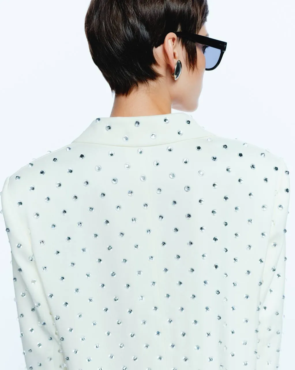 Crystal Rhinestone Embellished Blazer in Ivory sold by Santa Brand product image thumbnail 5