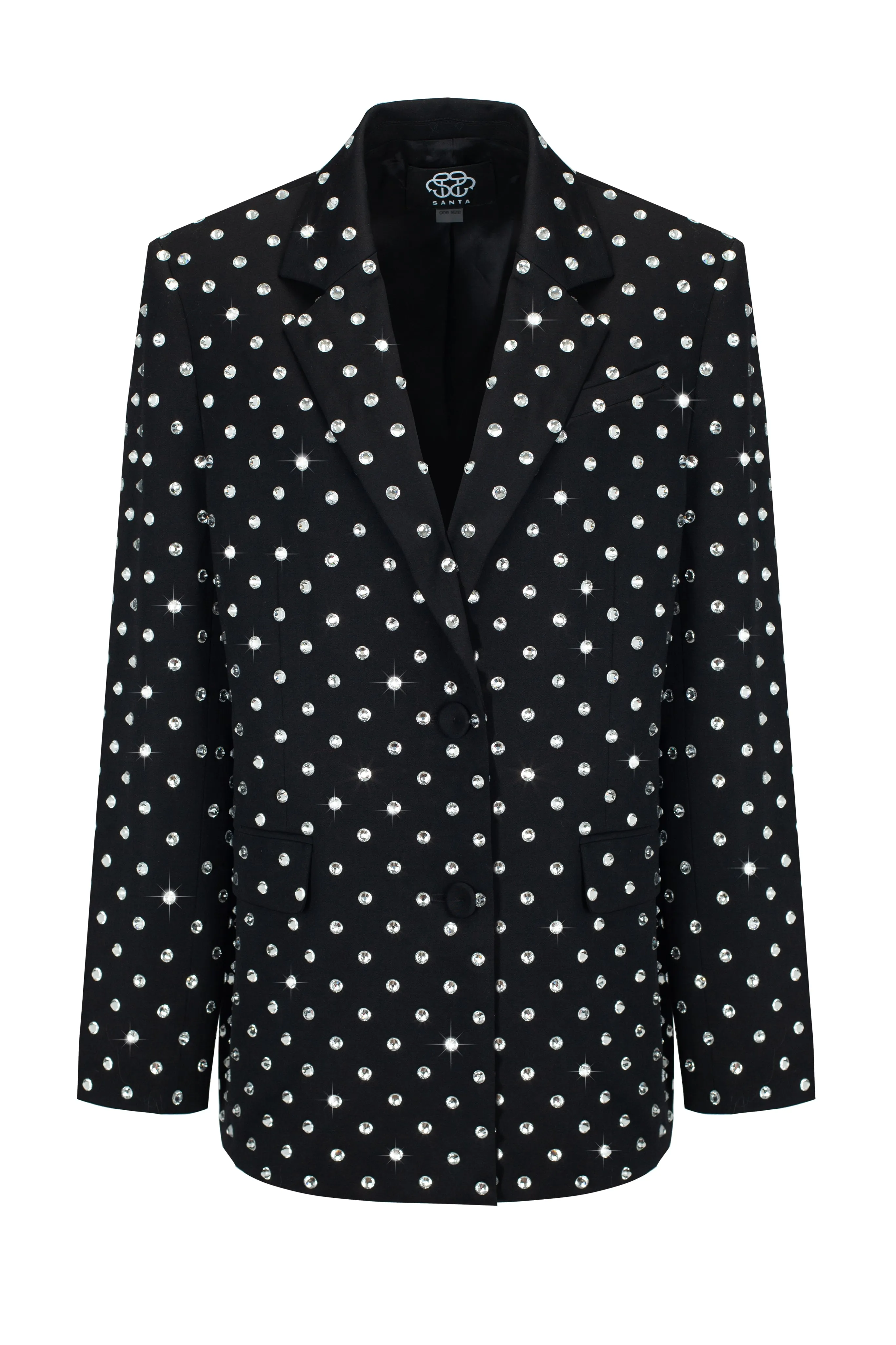 Crystal Rhinestone Embellished Blazer in Black sold by Santa Brand