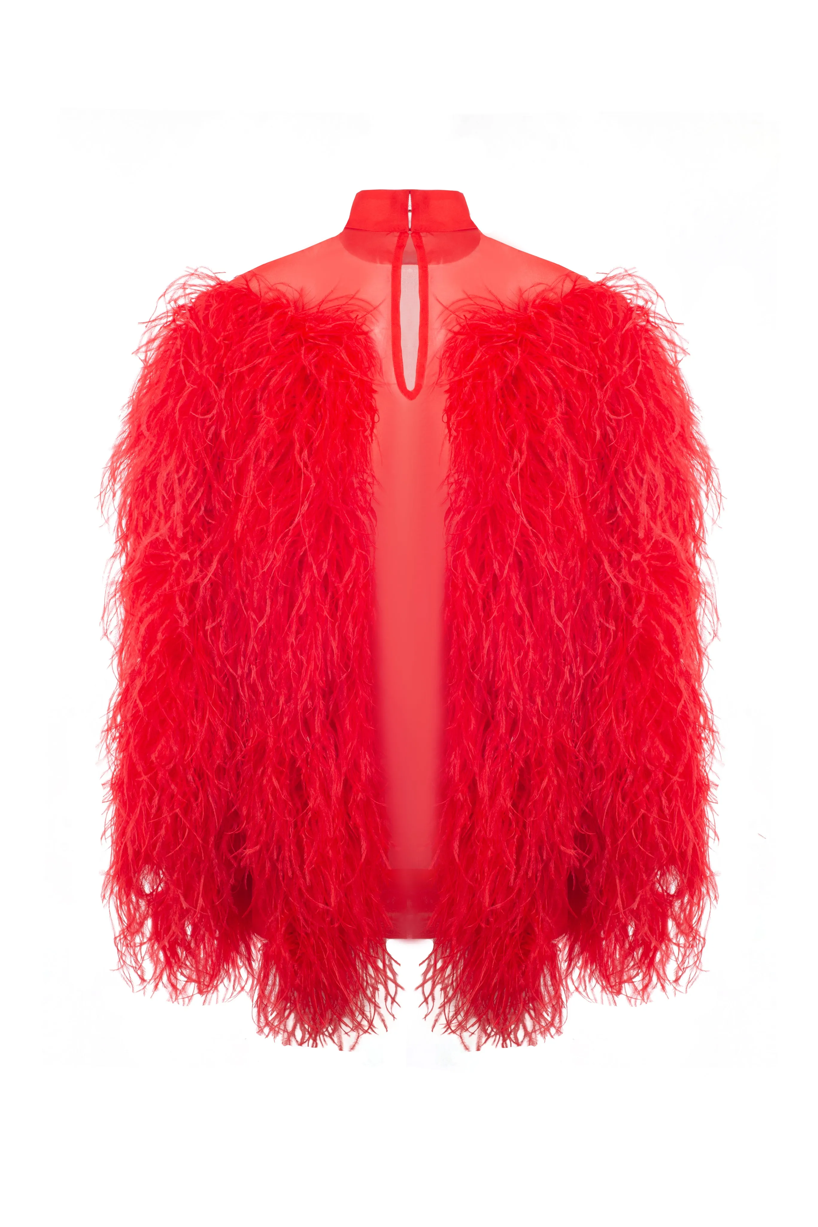 Red Silk Mini Dress with Feathers sold by Santa Brand product image thumbnail 3