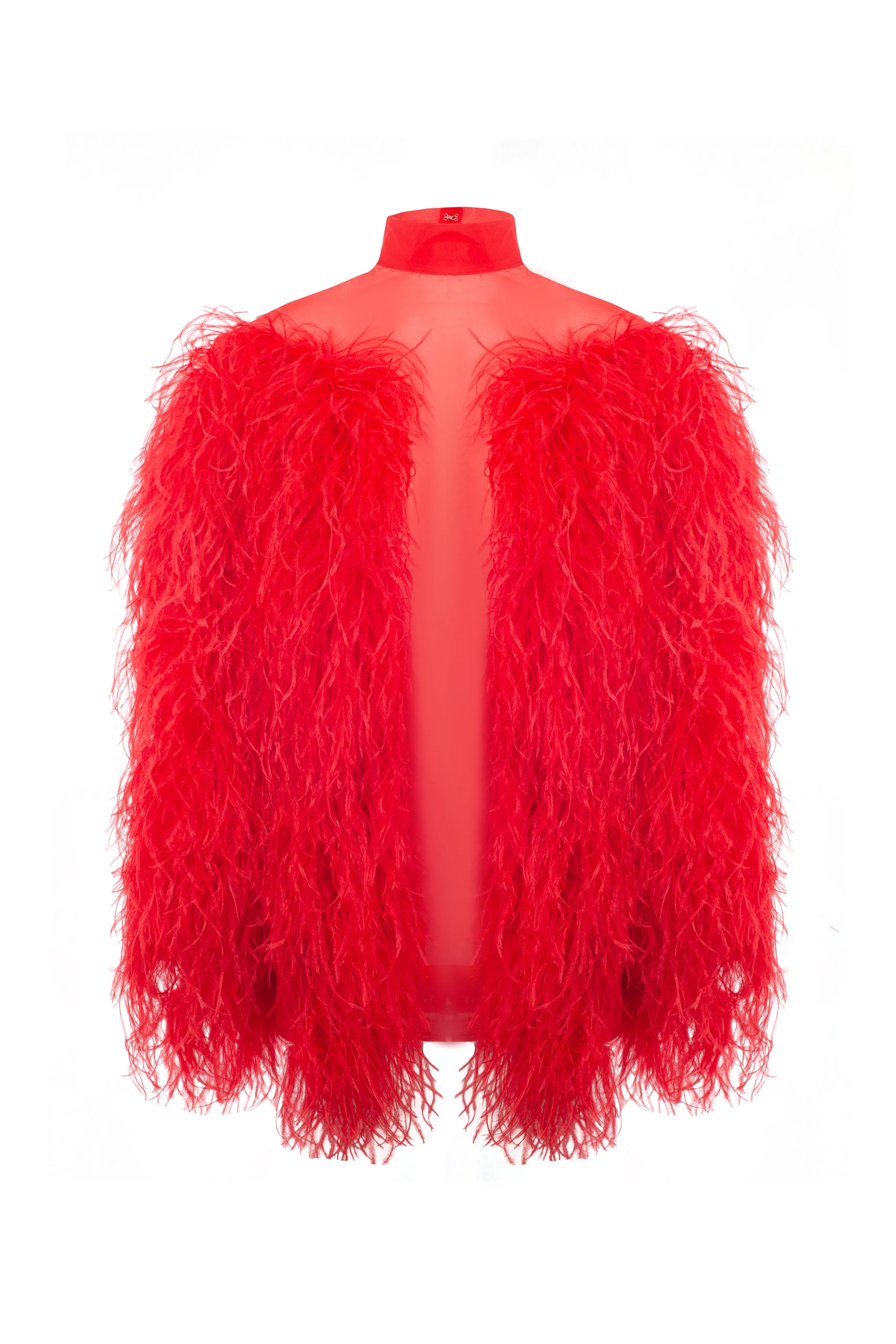 Red Silk Mini Dress with Feathers sold by Santa Brand product image thumbnail 2