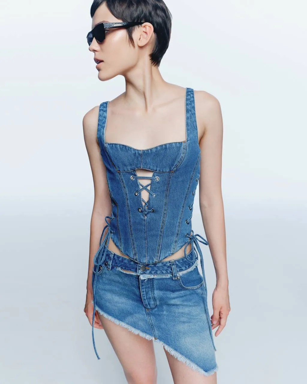 Laced Up Denim Corset top sold by Santa Brand product image thumbnail 4