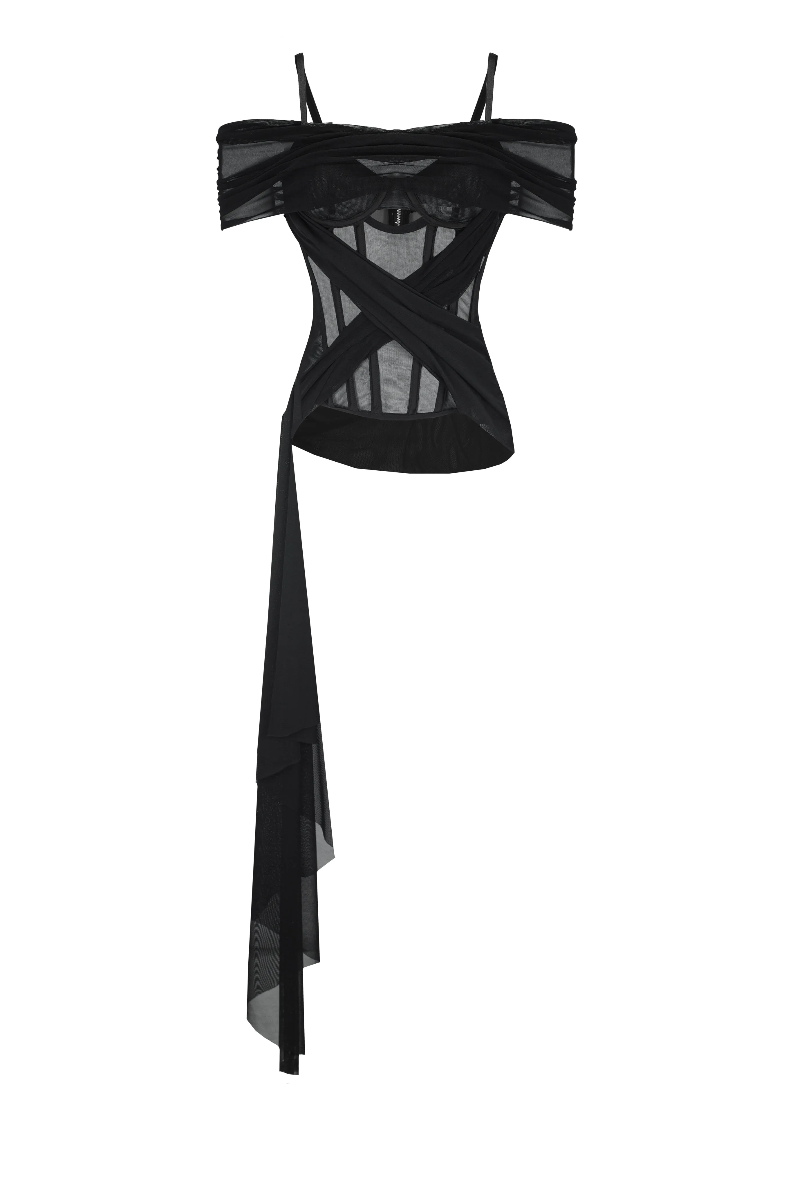 Black Draped Corset sold by Santa Brand