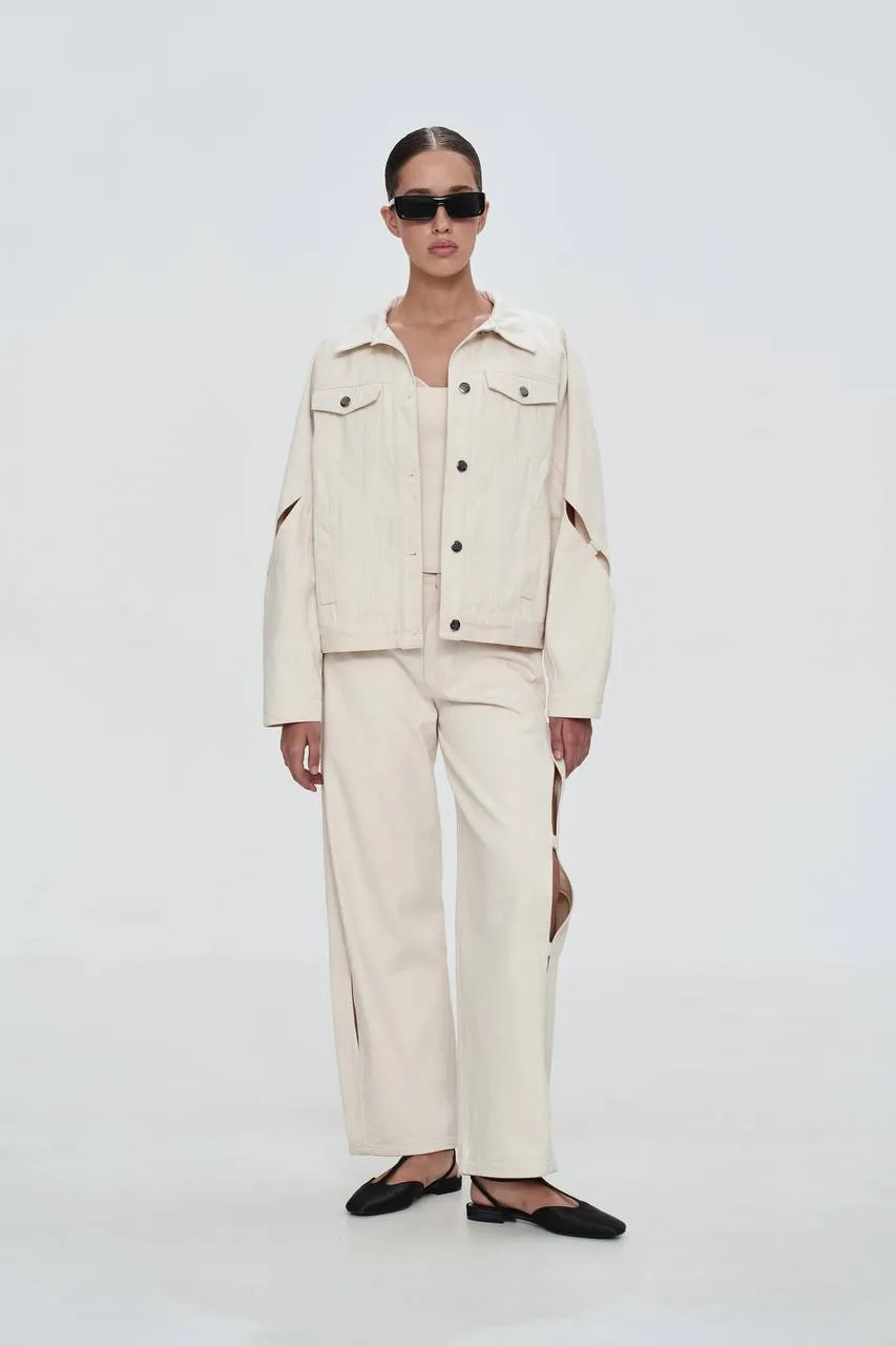 Cream Jacket with Cuts sold by Santa Brand product image thumbnail 4