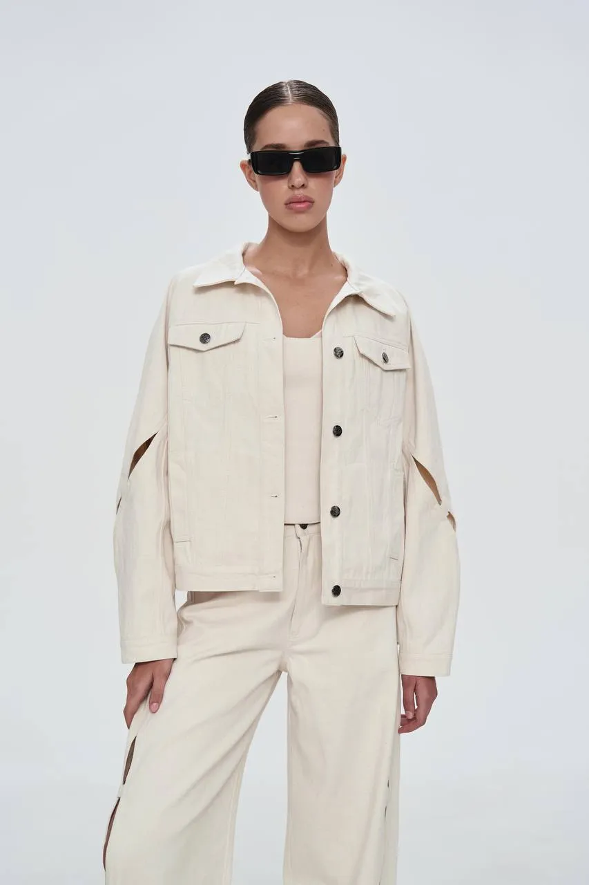 Cream Jacket with Cuts sold by Santa Brand product image thumbnail 3