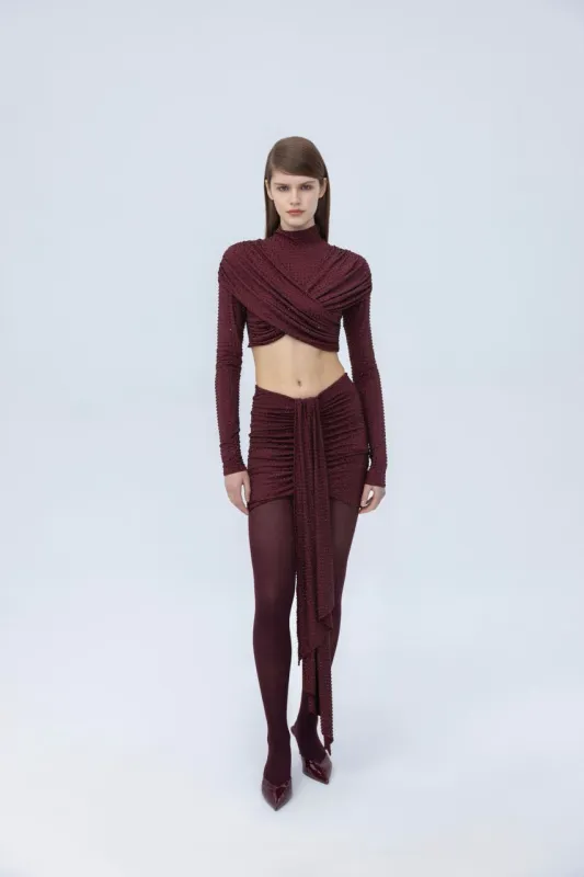 Diamante crop top with sleeves sold by Santa Brand