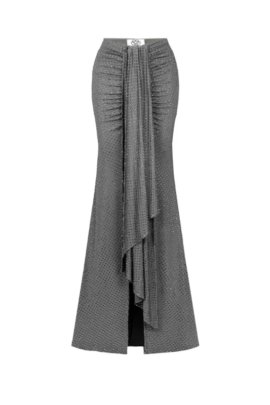 Diamante maxi skirt with cut sold by Santa Brand