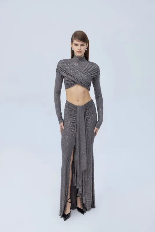 Diamante crop top with sleeves sold by Santa Brand