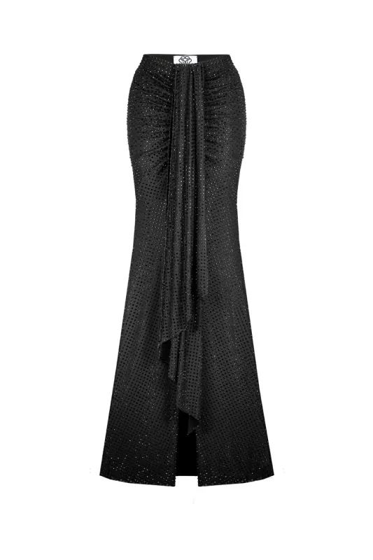 Diamante maxi skirt with cut sold by Santa Brand