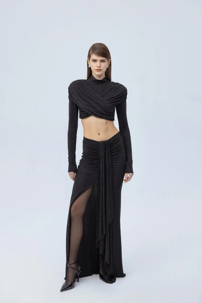 Diamante crop top with sleeves sold by Santa Brand