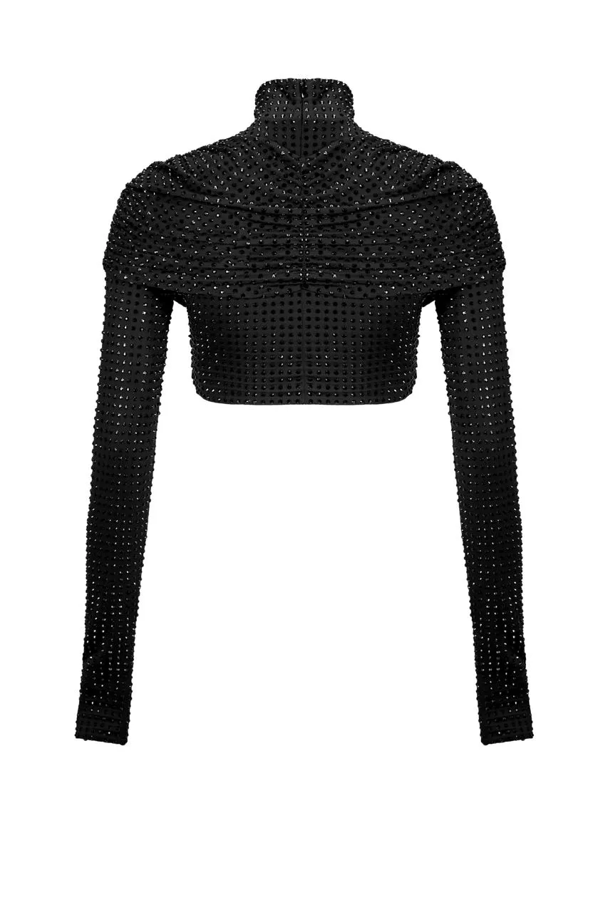 Diamante crop top with sleeves sold by Santa Brand product image thumbnail 4