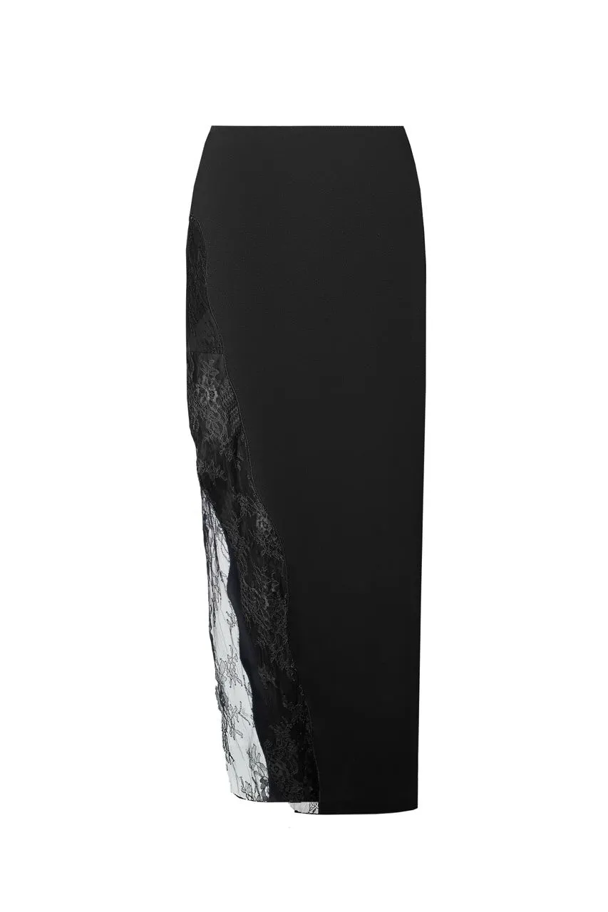 Lacet midi skirt with soft velvet sold by Santa Brand