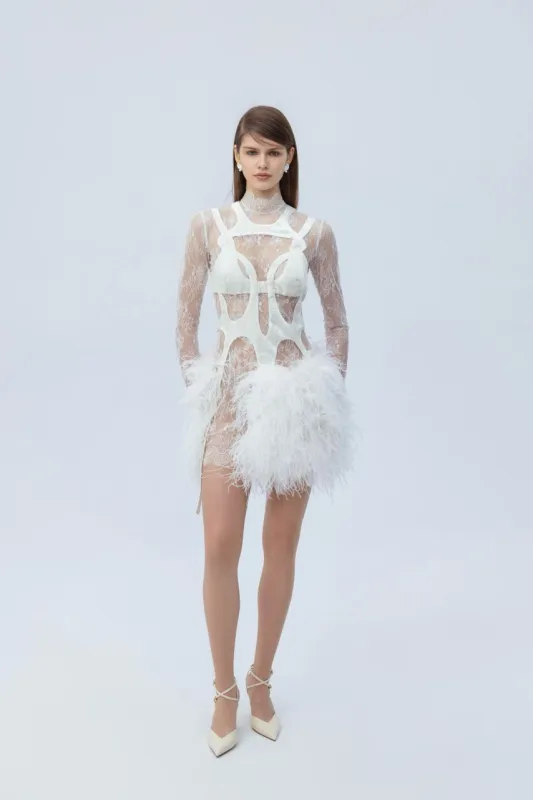 Lacet mini feather dress sold by Santa Brand