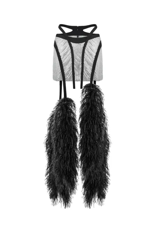 Diamante mini feather skirt sold by Santa Brand