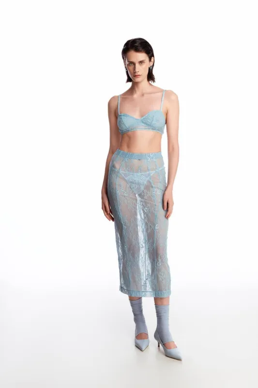 Lace midi skirt with silhouette lines sold by Santa Brand