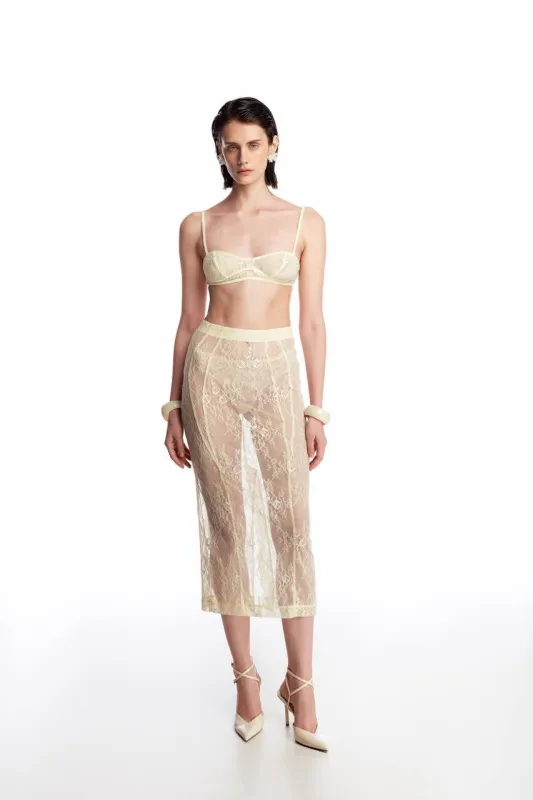 Lace Midi Skirt with silhouette lines sold by Santa Brand