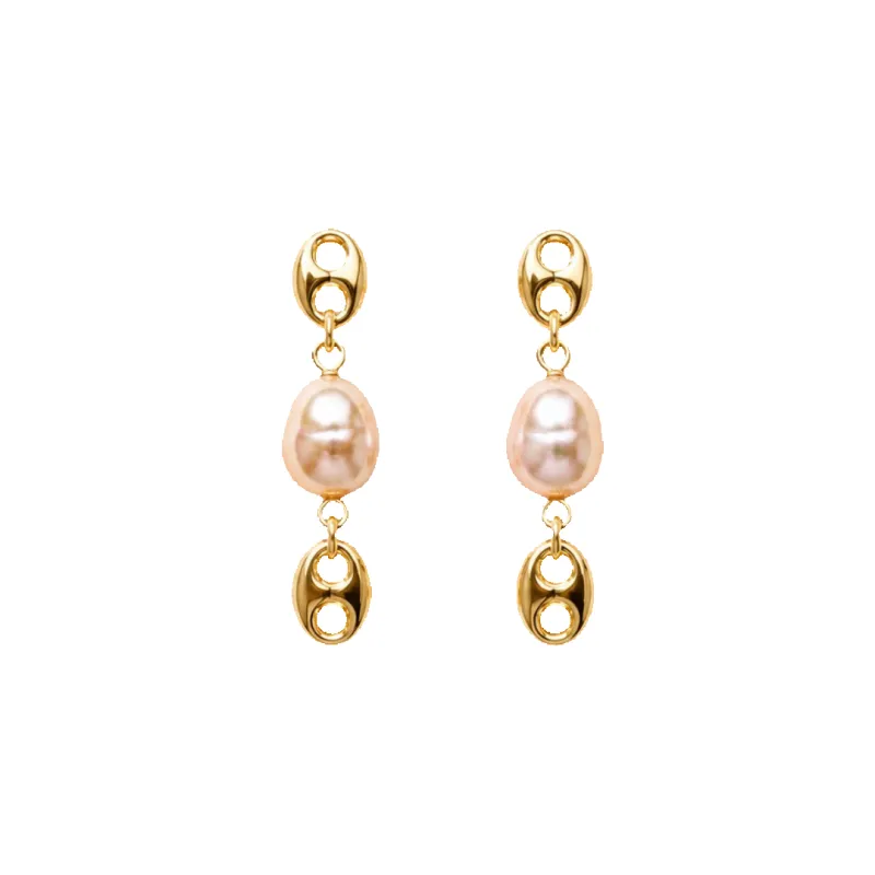 Annie Gold Earring with Pearl made by Spicy Dan