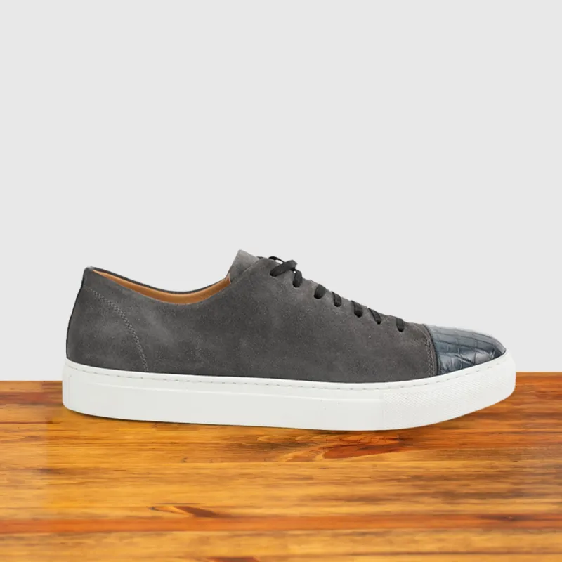 Q421 Calzoleria Toscana Men's Crocodile/Suede Sneaker sold by Toscana USA