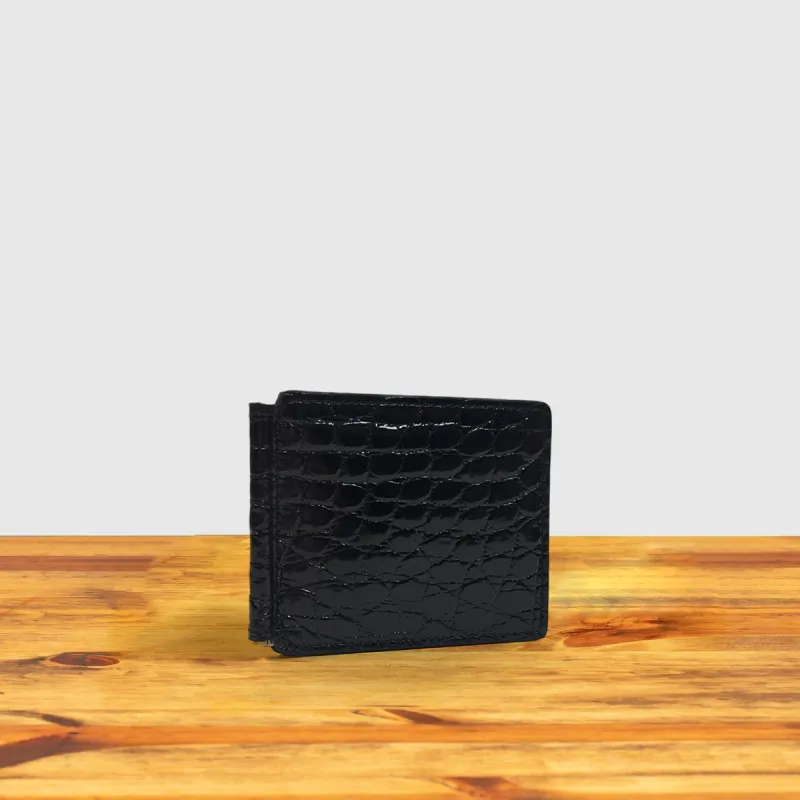Calzoleria Toscana Beid Crocodile Money Clip Wallet - Black sold by Toscana USA