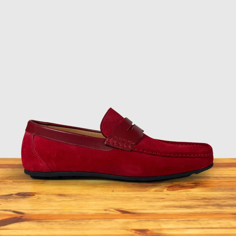 Calzoleria Toscana Zula Velour Suede/Leather Penny Loafer sold by Toscana USA