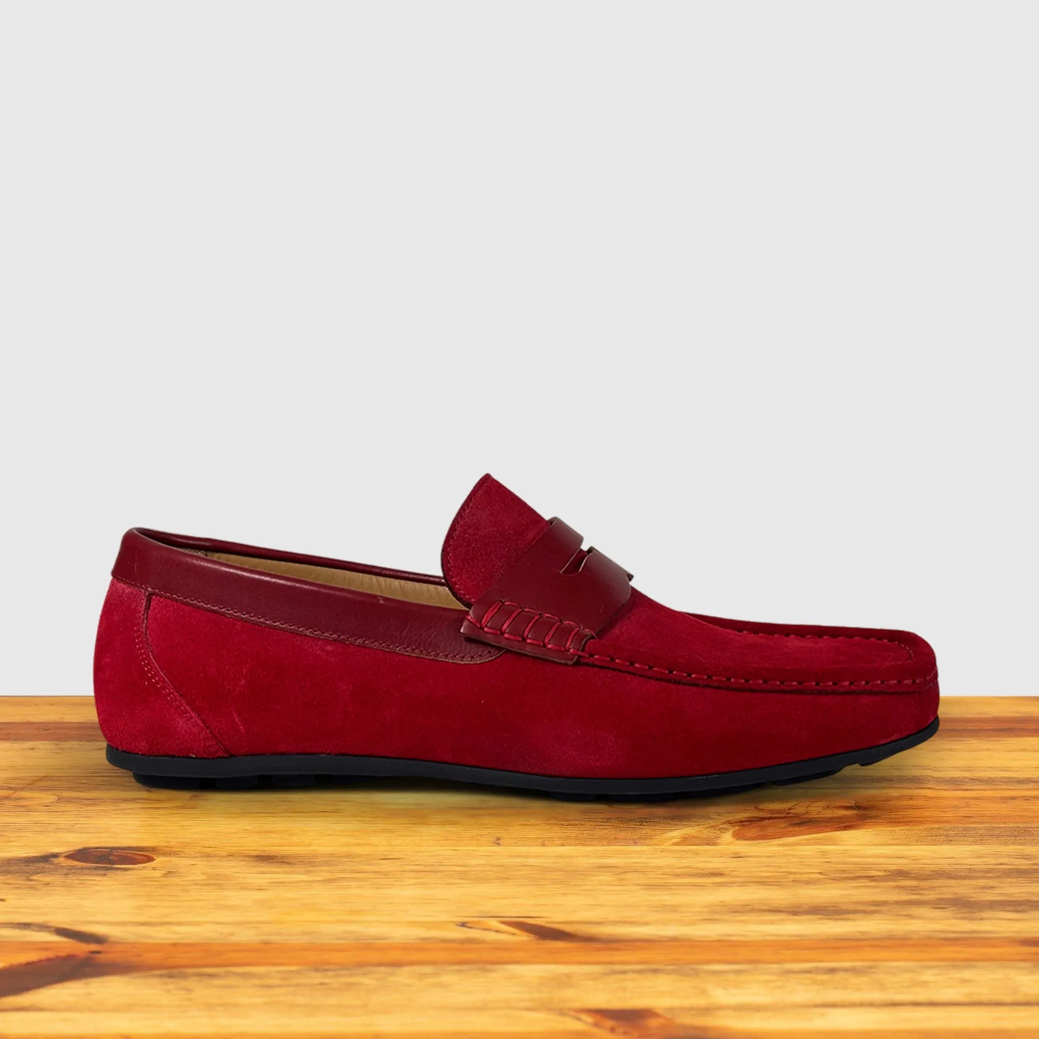 Calzoleria Toscana Zula Velour Suede/Leather Penny Loafer sold by Toscana USA