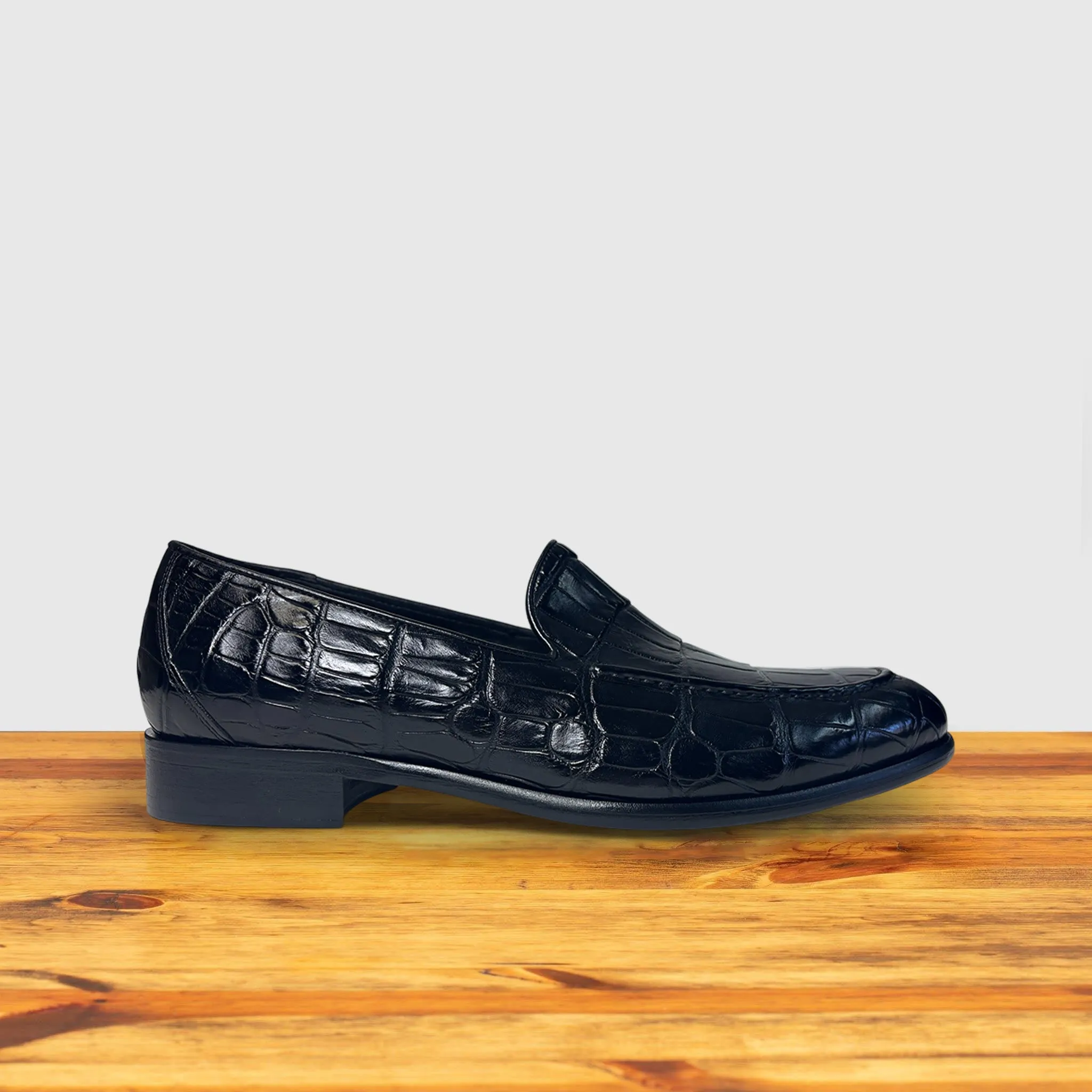Calzoleria Toscana Penta Dip-Dyed Wholecut Crocodile Loafer sold by Toscana USA
