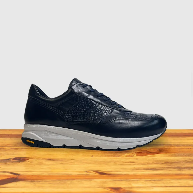 Calzoleria Toscana Caiano Crocodile Dip-Dyed Sneaker made by Toscana USA