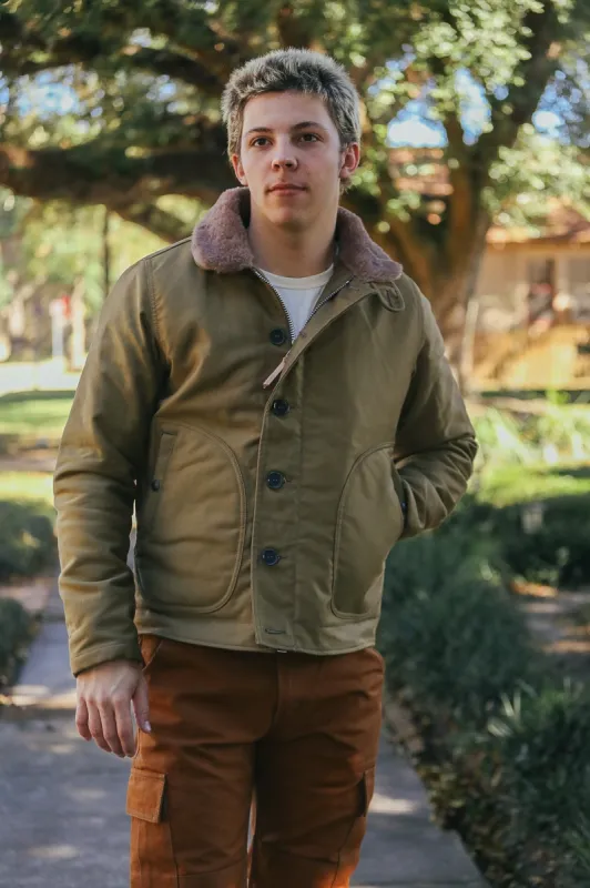 Whipcord N1 Deck Jacket - Khaki IHM-35-KHA sold by Iron Shop Provisions