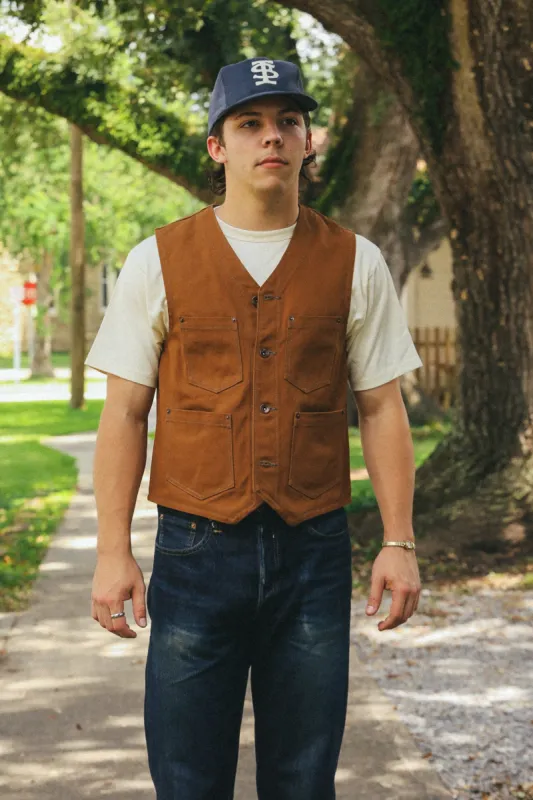 17oz Cotton Duck Work Vest - Brown IHV-03-BRN sold by Iron Shop Provisions