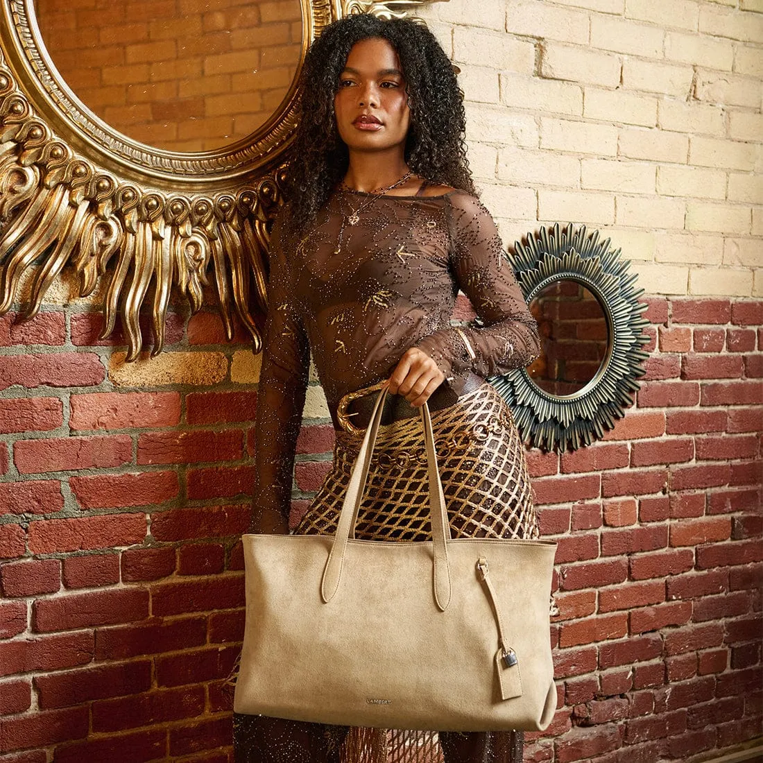 The Britney – Beige Vegan Suede Tote Bag sold by Lambert product image thumbnail 2