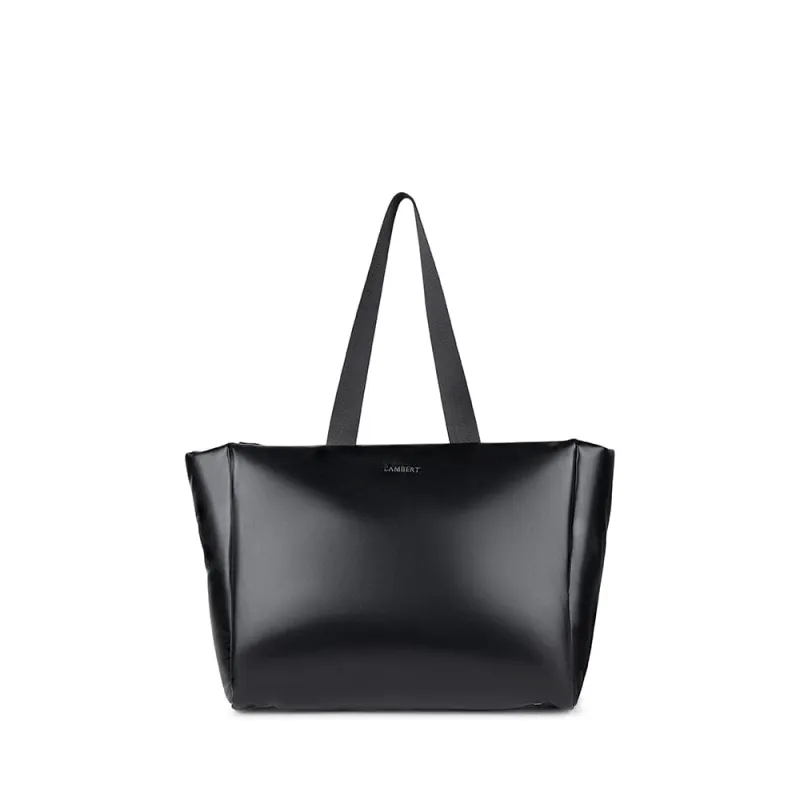 The Kaia - Black Vegan Leather Tote Bag made by Lambert