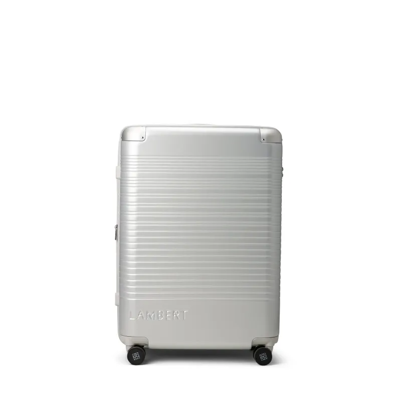 The Milan – Medium Checked Luggage in Silver made by Lambert