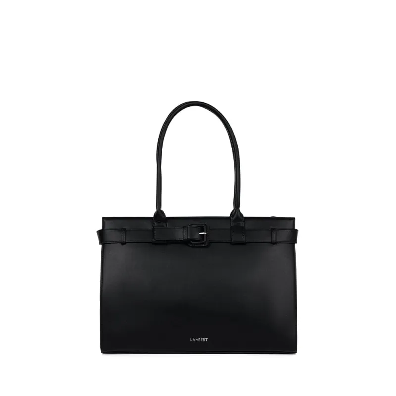 The Odelia – Black Vegan Leather Tote Bag made by Lambert